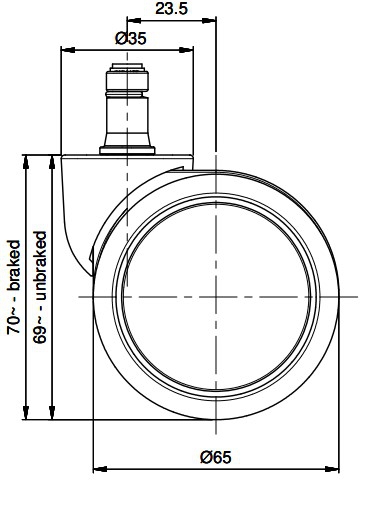 Sanus® replacement castor, lightly braked SLN Ø 65